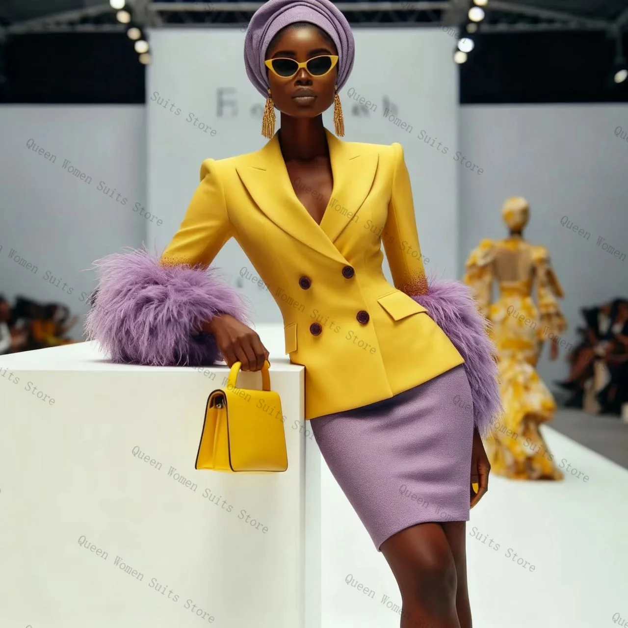 

Fur Luxury Women Suit Pants Set 2 Pcs Blazer+Short Mini Prom Dress Cotton Formal Office Lady Jacket Wedding Coat Customized