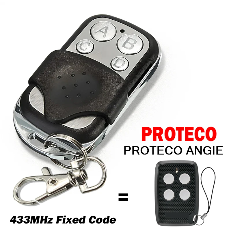 For PROTECO ANGIE Remote Control Garage Door Opener Replace PROTECO ANGIE 433.92MHz Fixed Code Transmitter Gate Key Fob