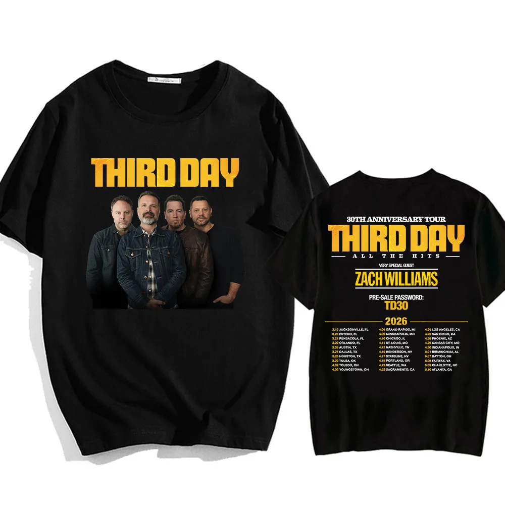 

Third Day 30th Anniversary Tour 2026 T-shirt All The Hits Rock Band Fashion Tshirts Short Sleeve Cotton Male T Shirt O-neck Tees