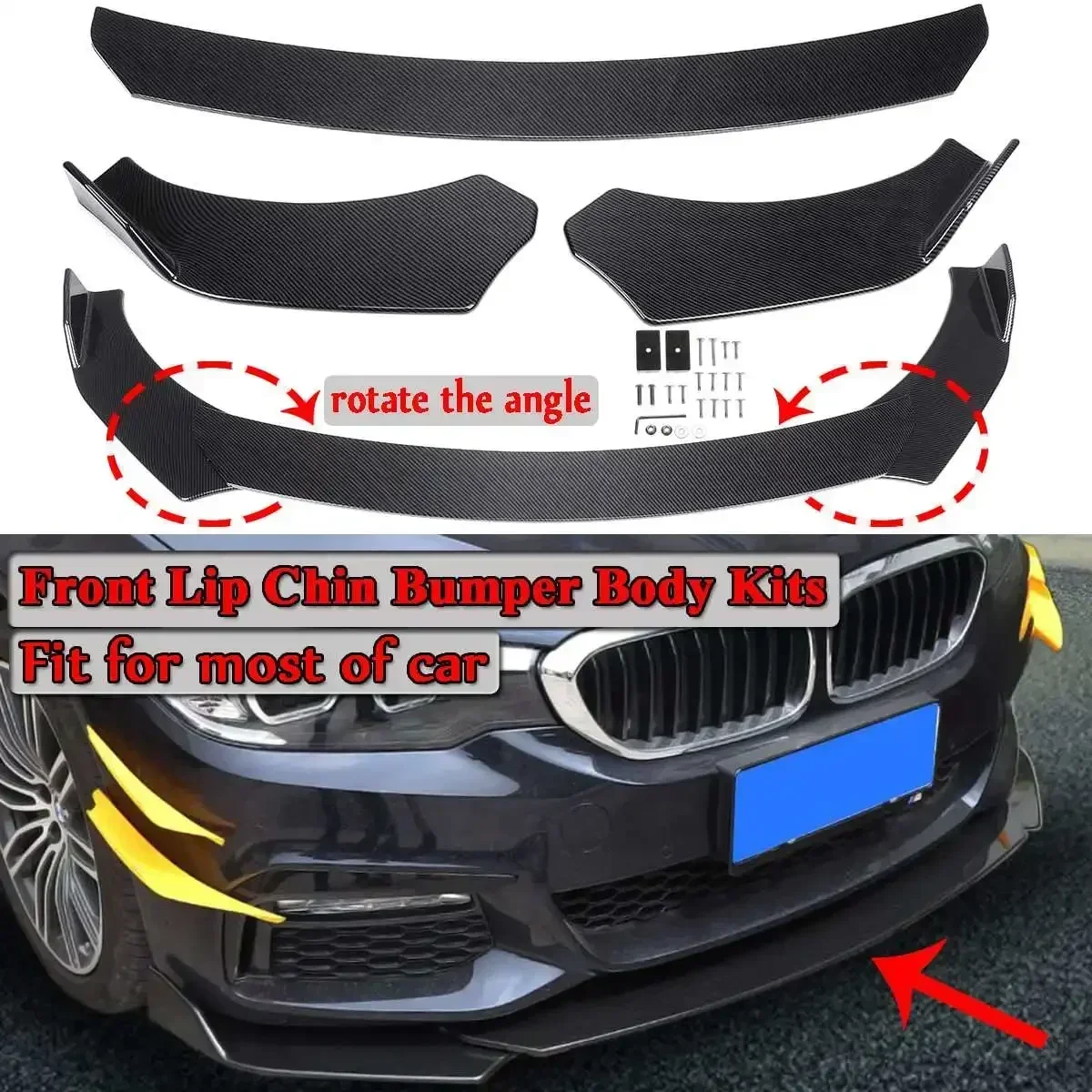 

New Adjustable Universal Car Front Bumper Lip Splitter Lip Spoiler Diffuser For BMW For Benz For Audi For VW For Subaru Body Kit