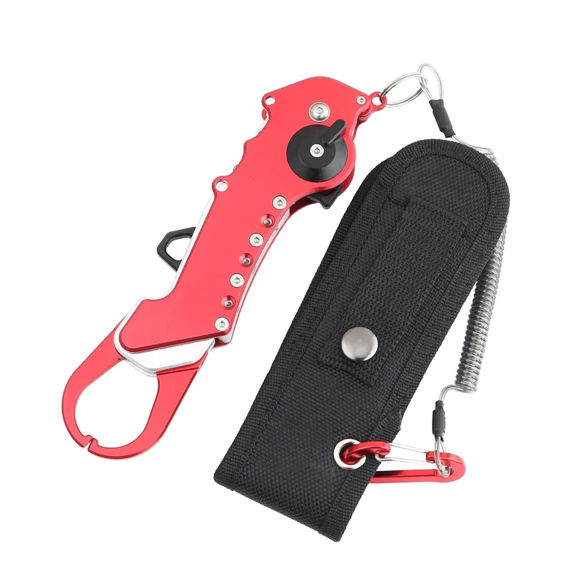 

MOQ Foldable Aluminum Fish Fishing Lip Grab Tool Grabbers With Leather Package Fishing Lip Grip