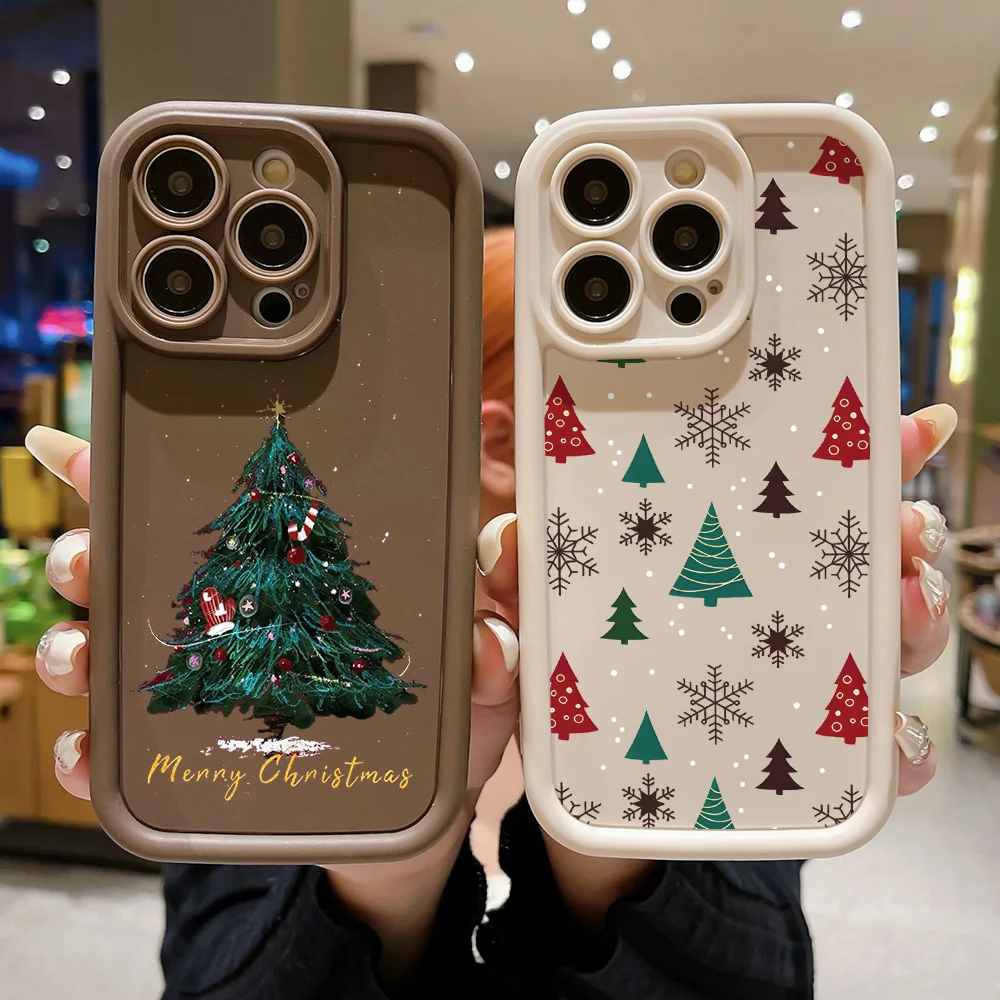 Nice Christmas Tree Graphic Printed Phone Case for iPhone 16 Case iPhone 15 14 13 12 11 Pro Max XR XSMax 7 8 Plus Silicone Cover