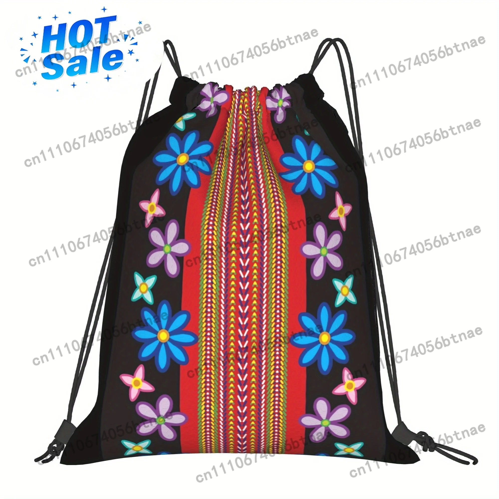ZLIENSZUS Floral Metis Sash Urban-Inspired Drawstring Bag - Stylish Black with Vibrant Floral Pattern, Soft Shell Design, Multip