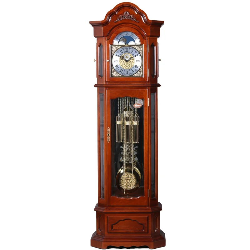 

Floor clock living room solid wood mechanical copper timekeeping movement seat clock classical vertical