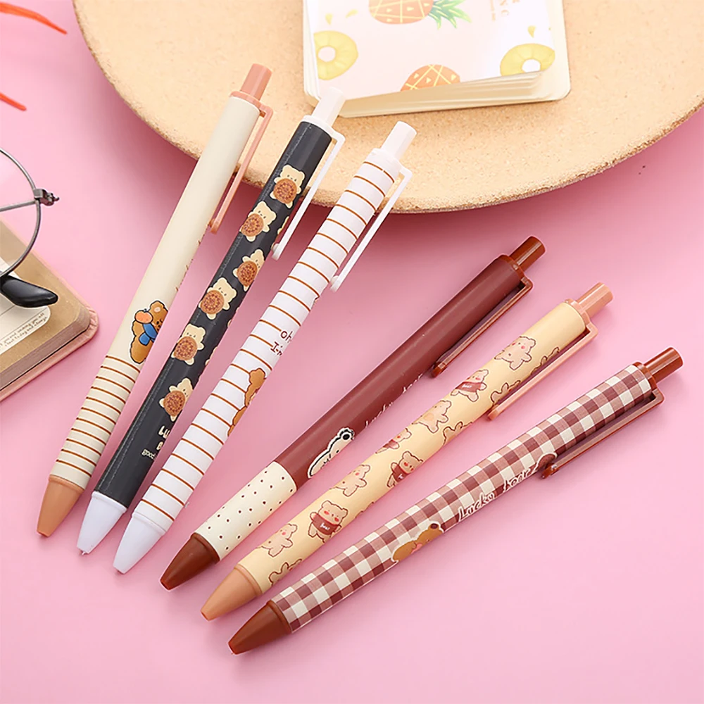 1 Pieces Black Ink Retractable Gel Pens 0.5mm Kawaii Cartoon Quick-Dry for Studens Writing Office School Stationery Gifts