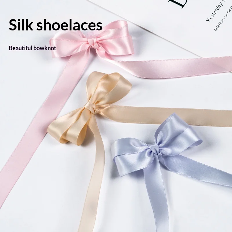 2.0cm Double Sided Silk Shoelaces Candy Color DIY Replacement Laces for German Trainer Sneakers White Casual Shoes
