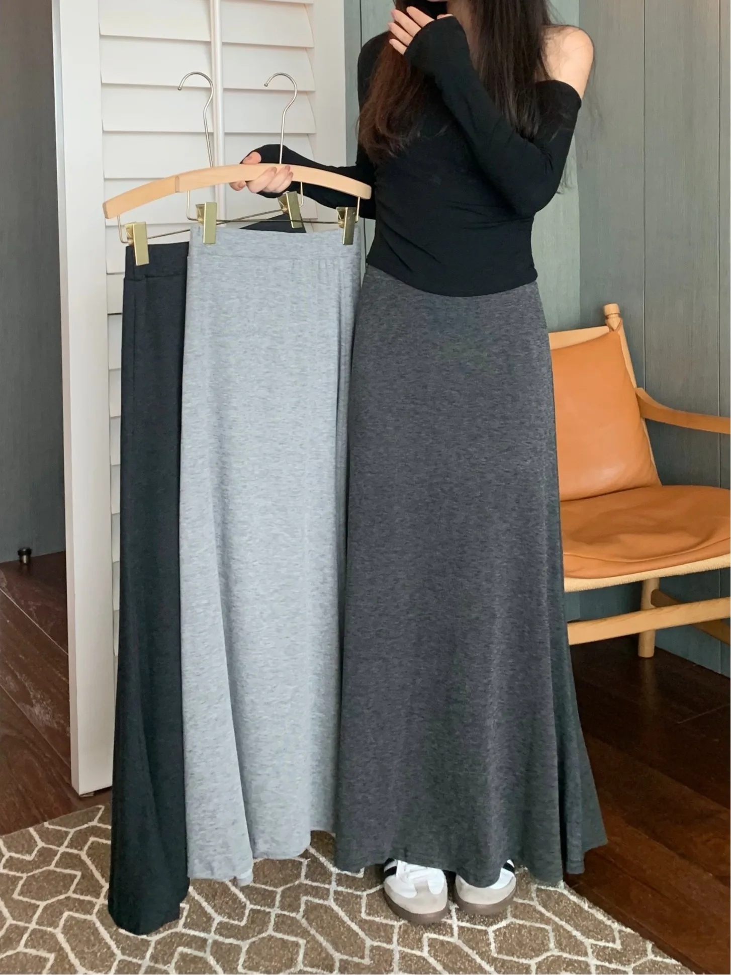 

Нижная юбка с высокой талией, свободная юбка с хвостом, женская ранняя осень, уникальный дизайн, длинная юбка Le