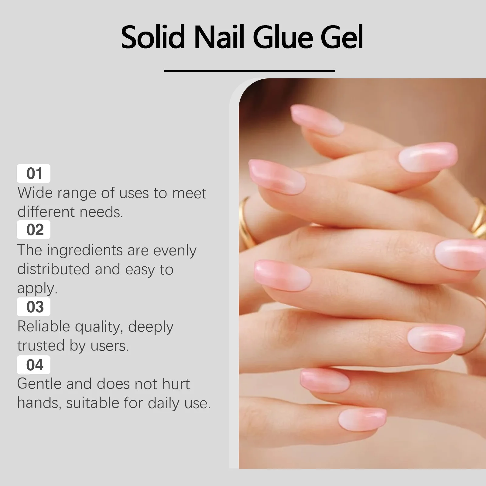 EELHOE Solid Nail Glue Gel for Press on Nails Fake Nail Tips Extensions Easy to Operate Nail Rhinestone Glue Fake Nails Glue 10g