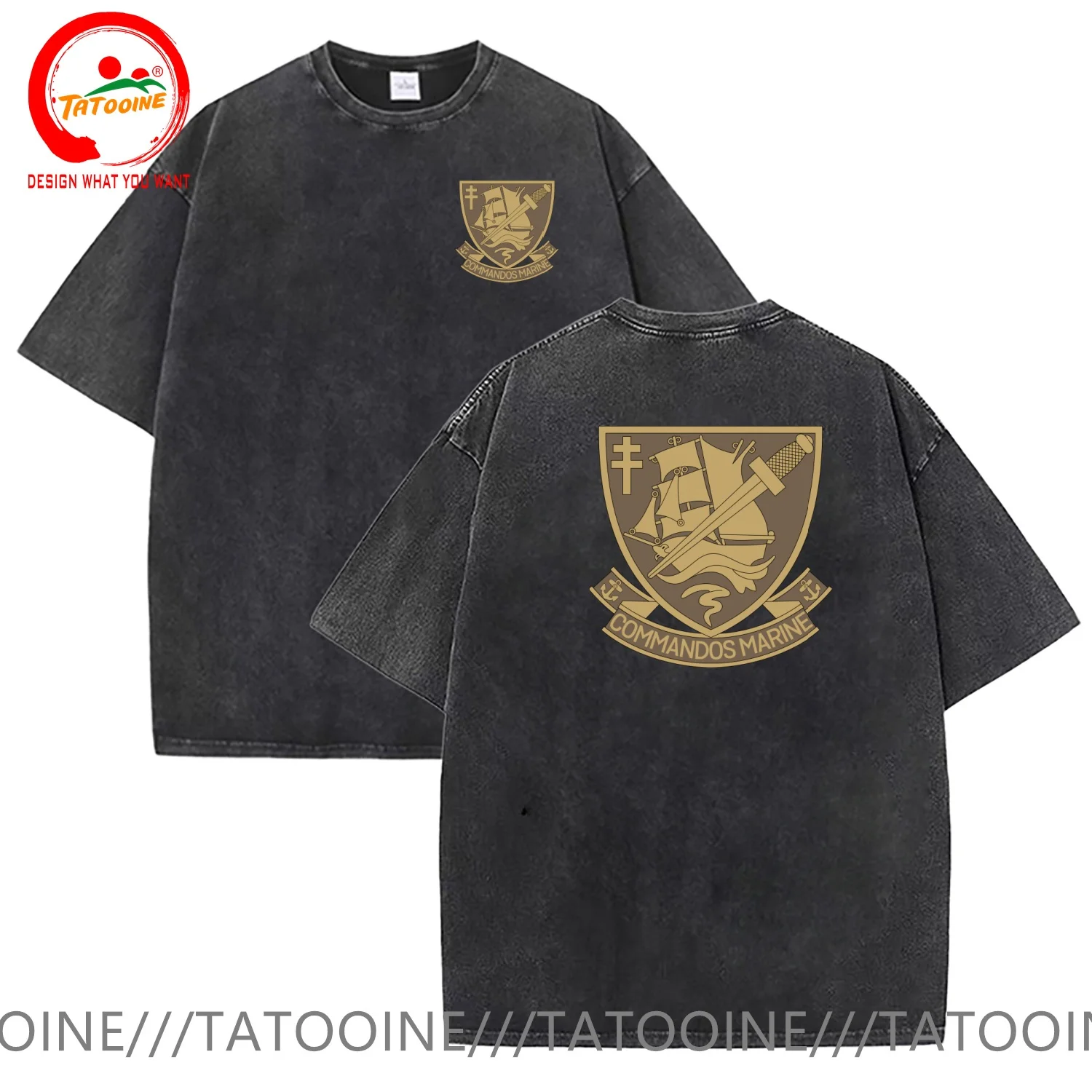 

Vintage Washed Cotton T Shirt French Navy Commando Marine T-Shirt Fashion Trend Tee Shirt Casual Clothes tshirt Streetwear Shirt