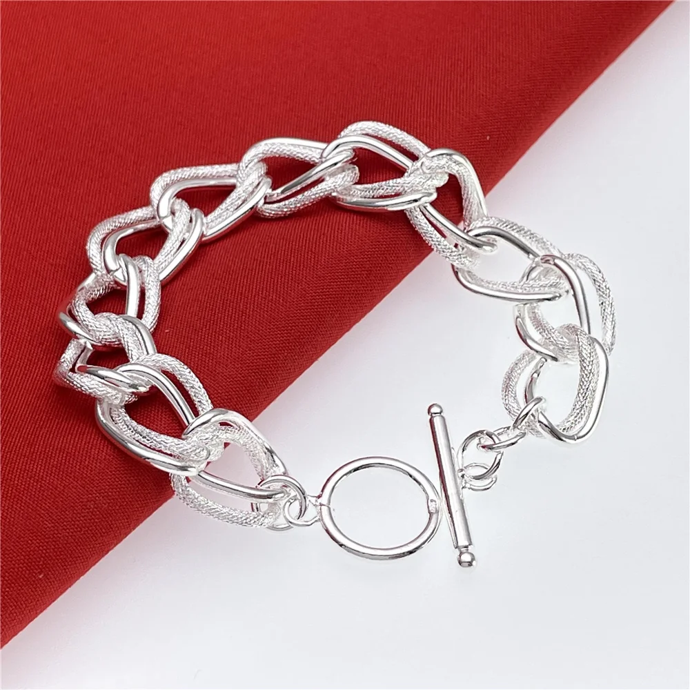 Andara925 sterling silver bracelet fashion double ring bracelet women engagement jewelry gift
