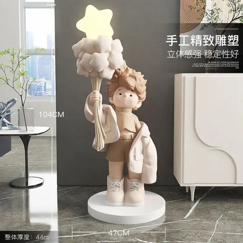 Cartoon Boy Living Room Decorations, Large Floor Lamp with Mobile Design, Ideal for Home Decor and Housewarmings decor