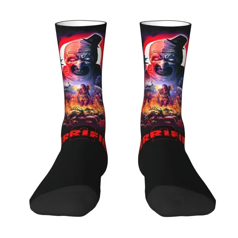 Horror Film Terrifier Dress Socks Men Women Warm Funny Novelty Halloween Clown Movie Crew Socks