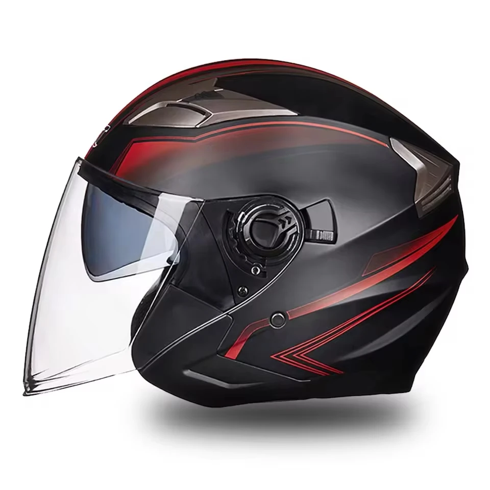 

Мотоциклетный шлем с половиной лица и двойной линзой, крутой Casco Moto, четыре сезона, мужской и женский уличный модный шлем Capacete Moto Safety