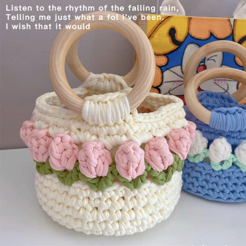 حقيبة توليب منسوجة يدويًا، حقيبة يد كروس، حقيبة مواد محلية الصنع، هدية المنتج النهائي للصديقات والصديقات #1