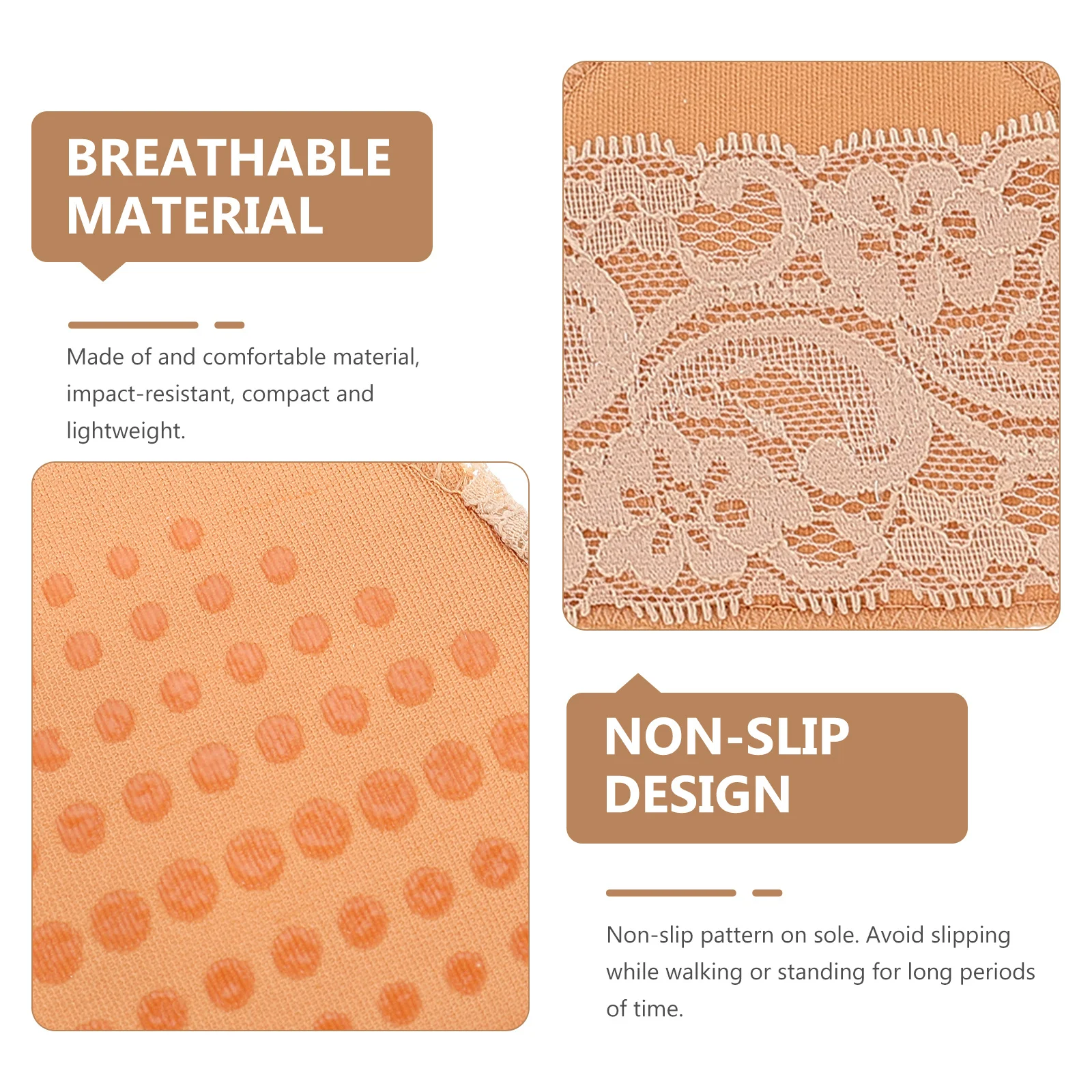 نصف النخيل الجوارب المضادة للانزلاق الأمامية وسائد عالية الكعب إدراج تنفس العرق ماصة القدم لتخفيف الآلام حامي وحيد