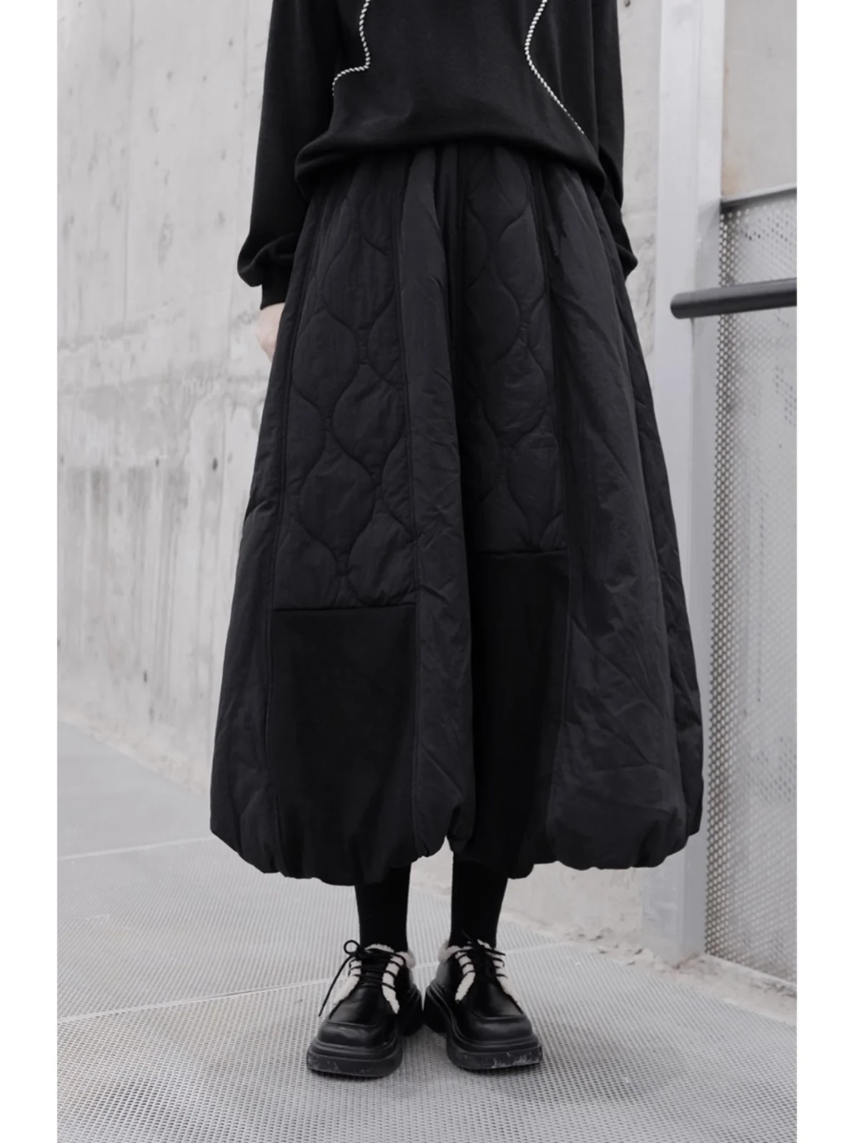 

Warm Knitted A-Line Skirt Cotton Patchwork Design Casual Sle plus Size Autumn Winter Faion for Ladies mid Waist