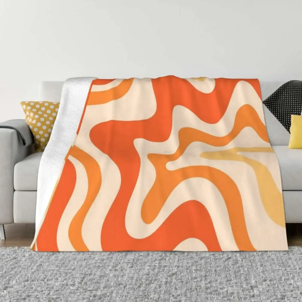 Tangerine Liquid Swirl Retro Modern Abstract Pattern Throw Blanket Soft Plaid Flannels Fluffy Shaggy Blankets