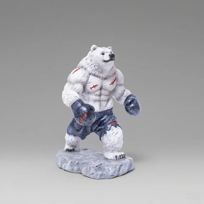 

1PC Anime Boxing Bear Statue Retro Resin Statue American Desktop Craft Decoration Collectable Sports Fans Home Decoration