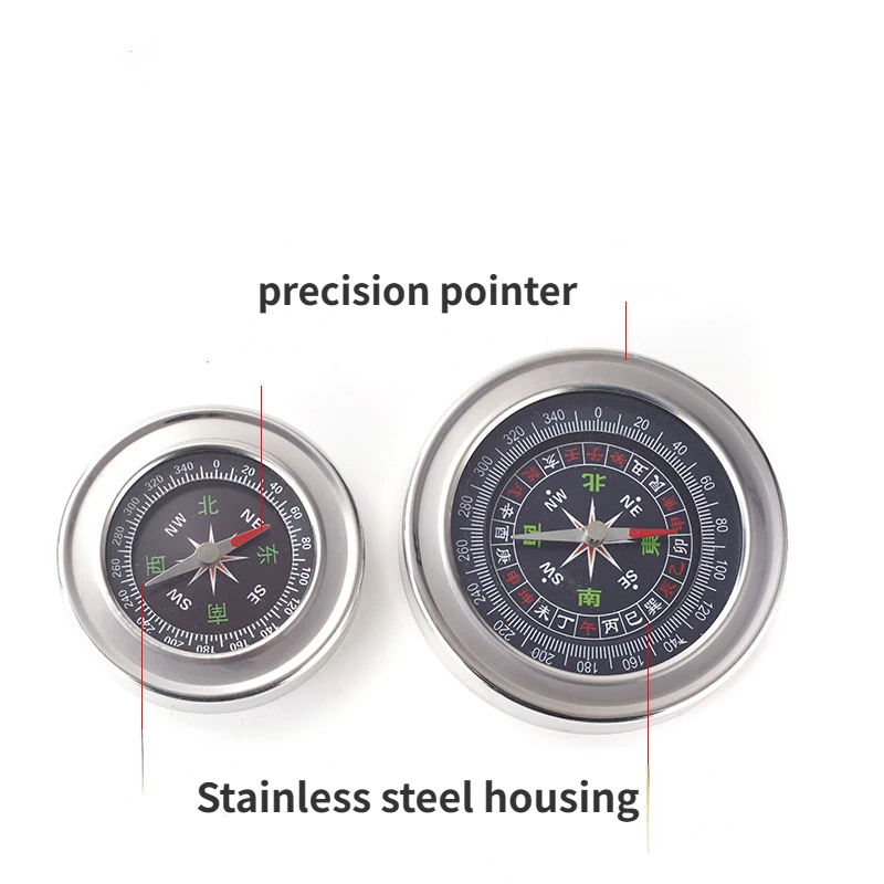 Outdoor Compass 60mm Stainless Steel Portable Compass Camping Mountaineering Children\'s Teaching High Precision Compass