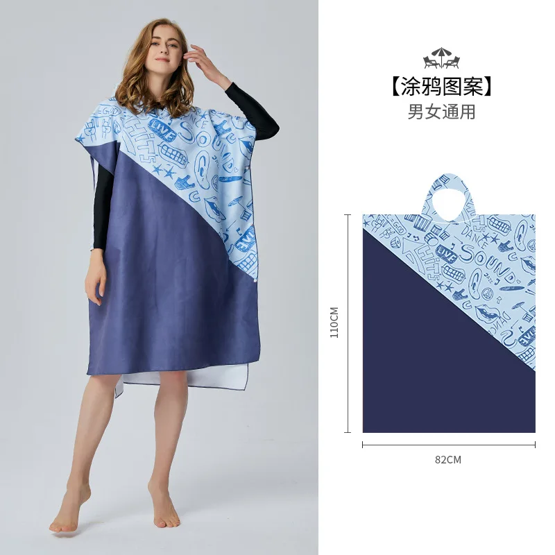 Surf Poncho Robe Handtuch Mikrofaser Bademantel Ponchos Surfer Robe zum Surfen Schwimmen Tauchen Strand Unisex