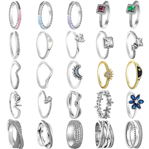 Gold Sun Ring 925 Sterling Silver Rings For Women Zircon Red White Sparkling Fine FIt Lovers Wedding Anniversary Gifts