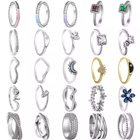 Gold Sun Ring 925 Sterling Silver Rings For Women Zircon Red White Sparkling Fine FIt Lovers Wedding Anniversary Gifts