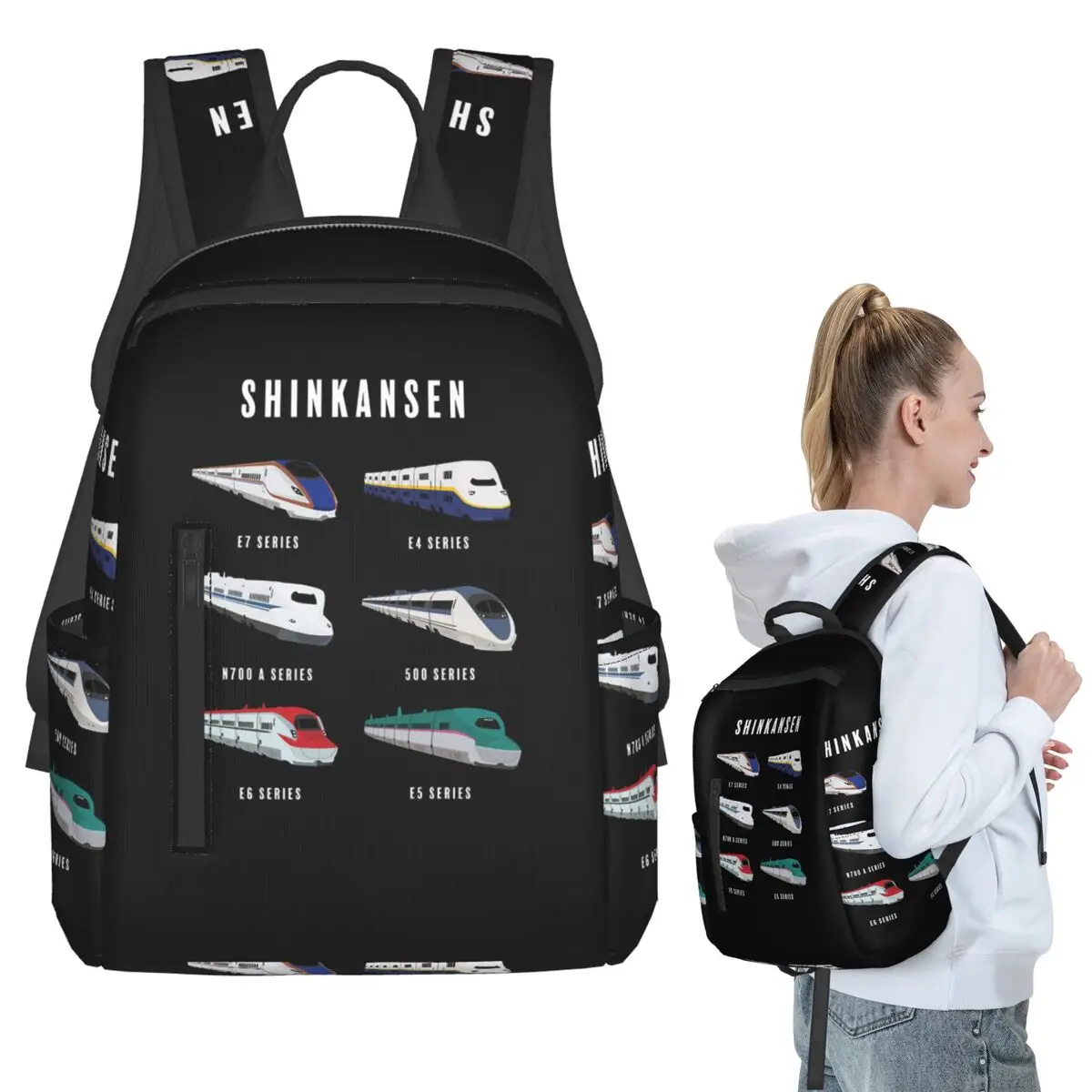 Japanese Shinkansen Bullet Trains Backpack Student BookBag Kids School Bag Laptop Shoulder Bags Men Women