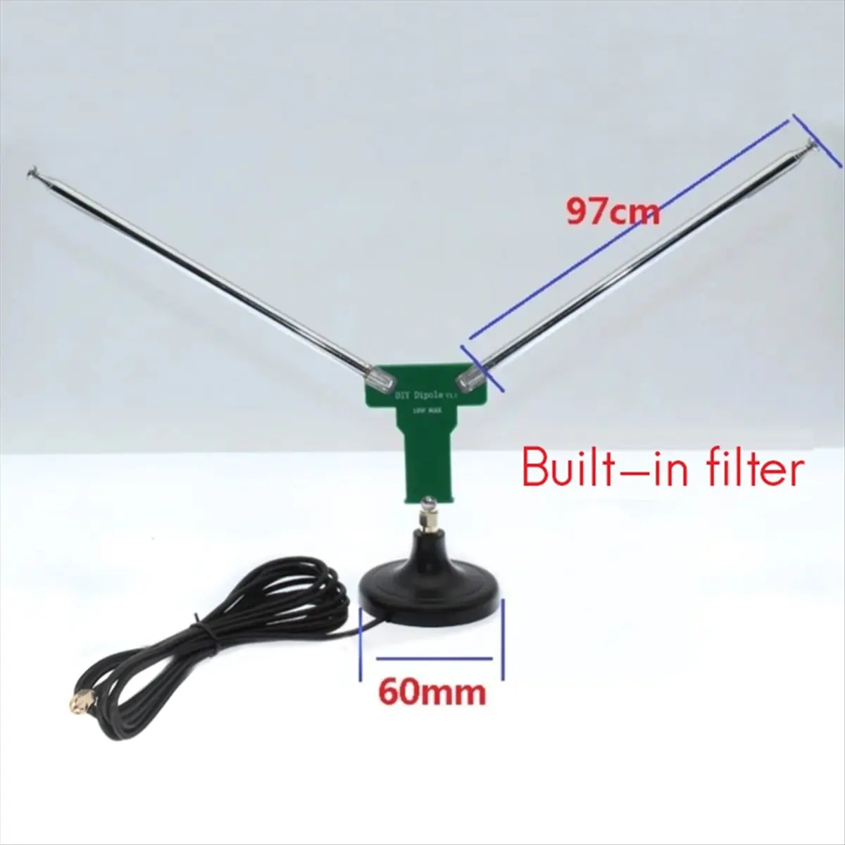 Hot Sale 77M-415MHz FM Aviation Satellite Cloud Map Positive V Sheep'S Horn Telescopic Antenna V-Dipole Antenna