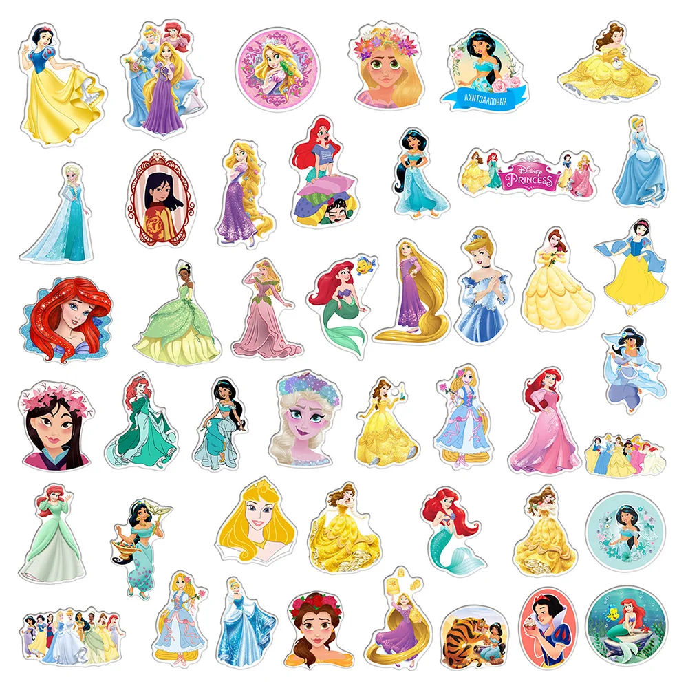 10/30/50/100PCS Mix Disney Princess Anime Graffiti Stickers Snow White Frozen Cartoon Decals Laptop Guitar Phone Kid Sticker Toy