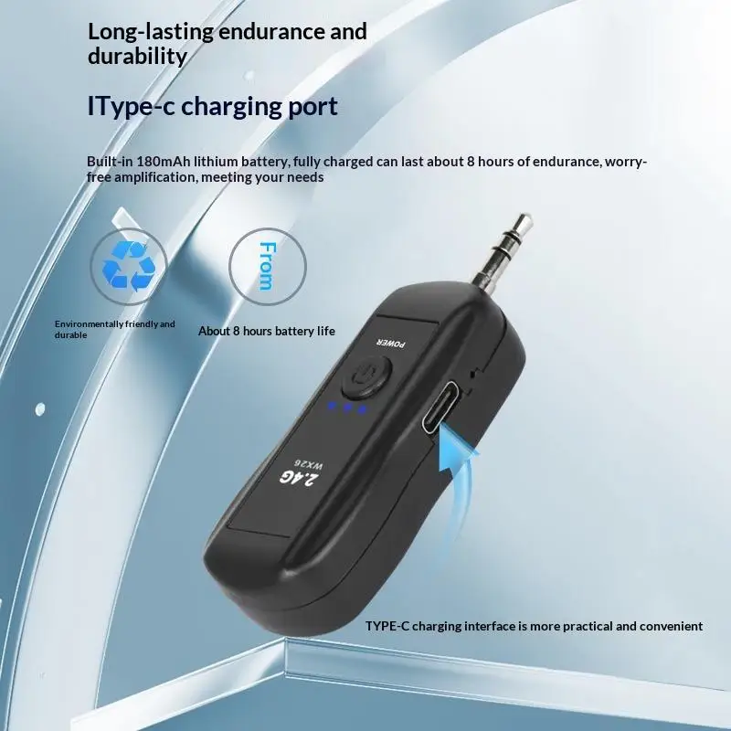 2.4G Wireless Head-worn Microphone Set Low Noise Clear Sound Output Mic for Teaching Tour Guide Wedding Hosting Work