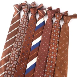 Men Brown Pattern Ties Wedding Necktie For Groomsmen Men's Neck Tie For Wedding Fashion Striped Ties For Men Women Good Gifts