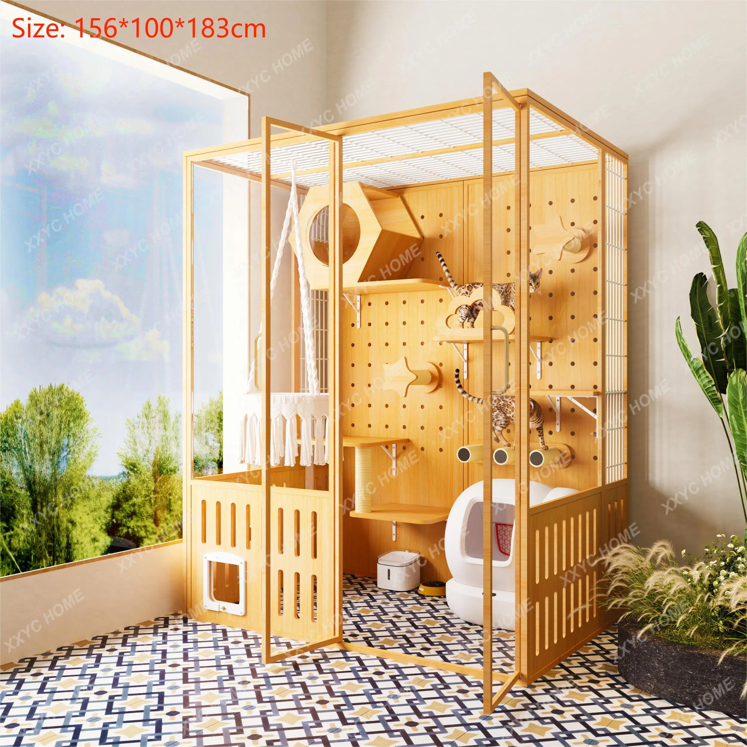 

TTЗаводская цена, многофункциональная мебель для домашних животных из цельного дерева, клетка для кошек, домашний роскошный портативный дом для кошек, вилла для домашних животных и кошек