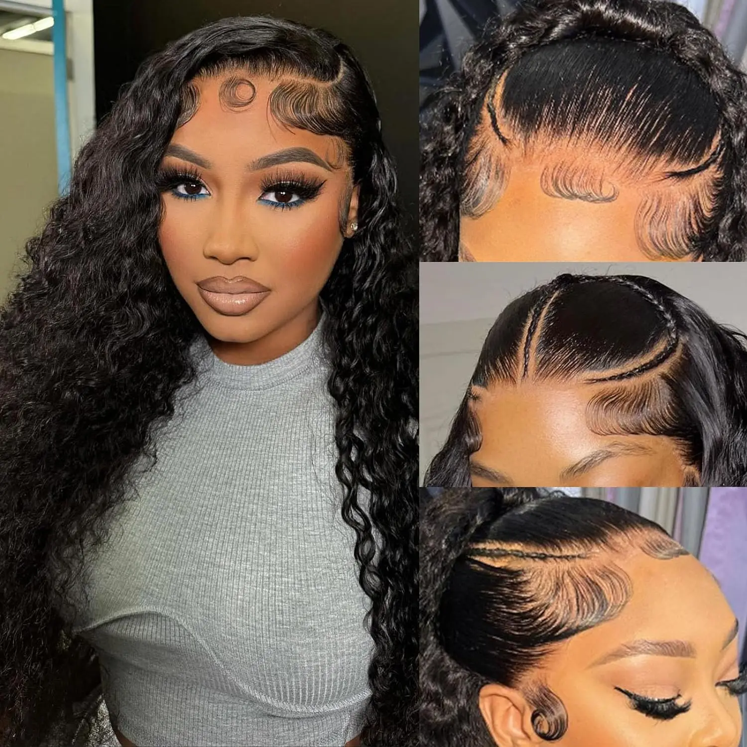 Deep Wave 13x4 Lace Front Human Hair Wigs Curly Wave Remy 180% 250% 300% Deep Curly 13x6 Lace Frontal Wigs For Woman Pre Plucked