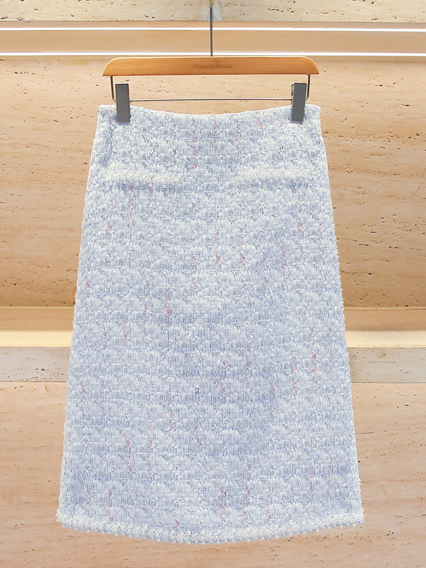 

Юбка твидовая с высокой талией South Oil Spring 2026, А-силуэт, устойчивая к деформации, для повседневной носки, в стиле Commute