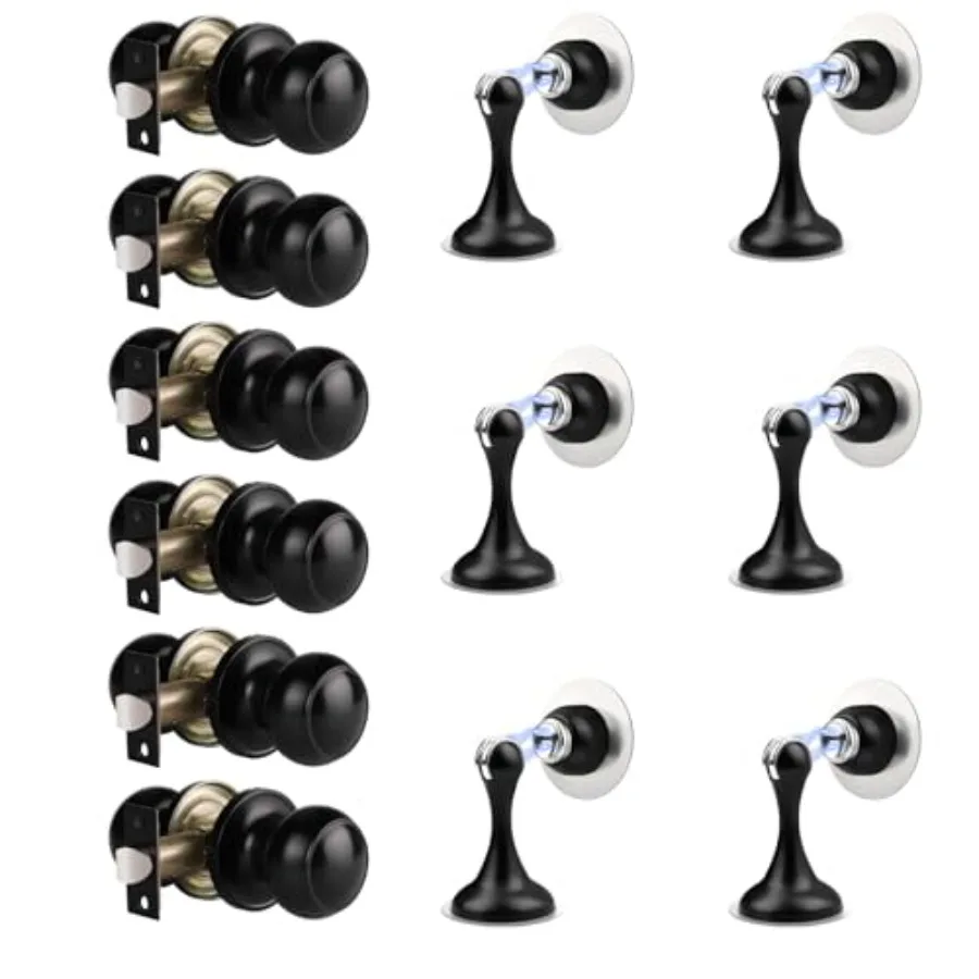 

Black Passage Door Knobs and Magnetic Door Stoppers