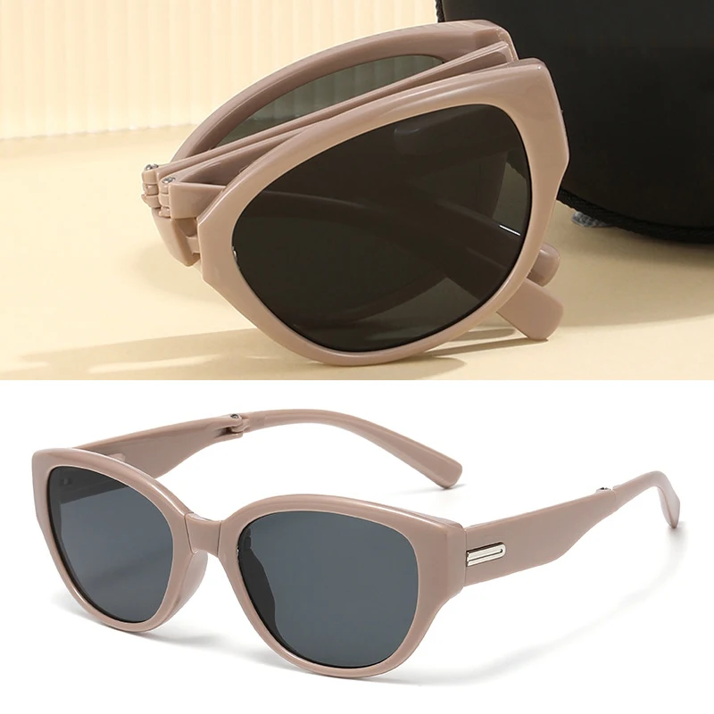 New Vintage Folding Oval Sunglasses Women Men Sun Glasses Female Cat Eye Eyewear Sunglasses for Male Female Round Eyeglasses