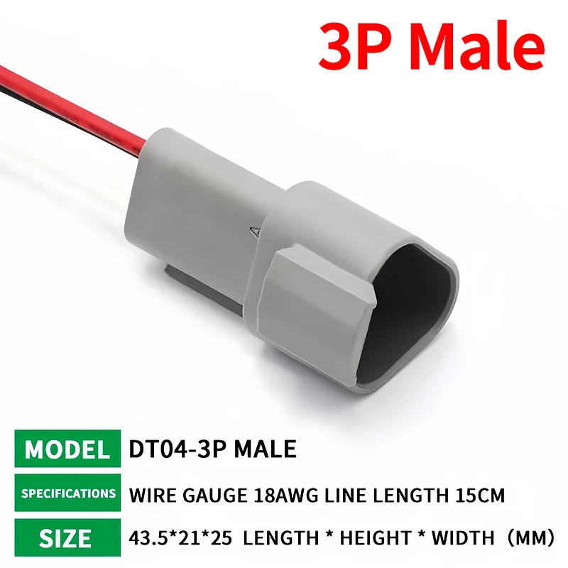 3 Pin DT04-3P DT06-3S Waterproof Connector with 15cm Cable - Heavy Duty Electrical Plug Socket for Car, Truck, Motorcycle & Boat T&I Online Store