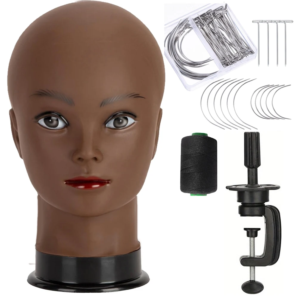 

Лысая голова манекена, женская профессиональная косметологическая тренировочная голова для изготовления париков и демонстрации кукольной головы с бесплатным набором Т-образных булавок