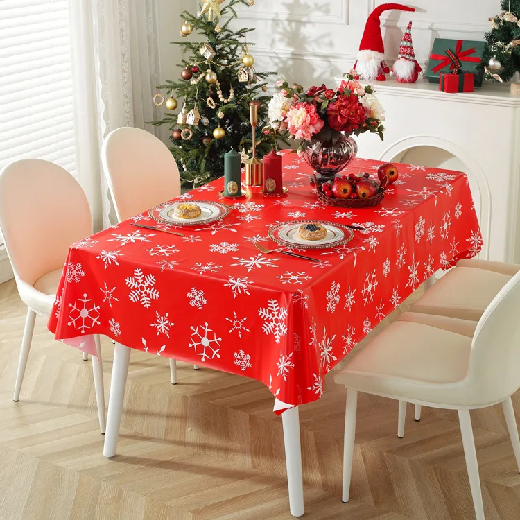 

PVC+Non-Woven Fabric Waterproof Tablecloth Living Room Oil-Proof Stain-Proof Dust-Proof Christmas Decorations Dining Table Cloth