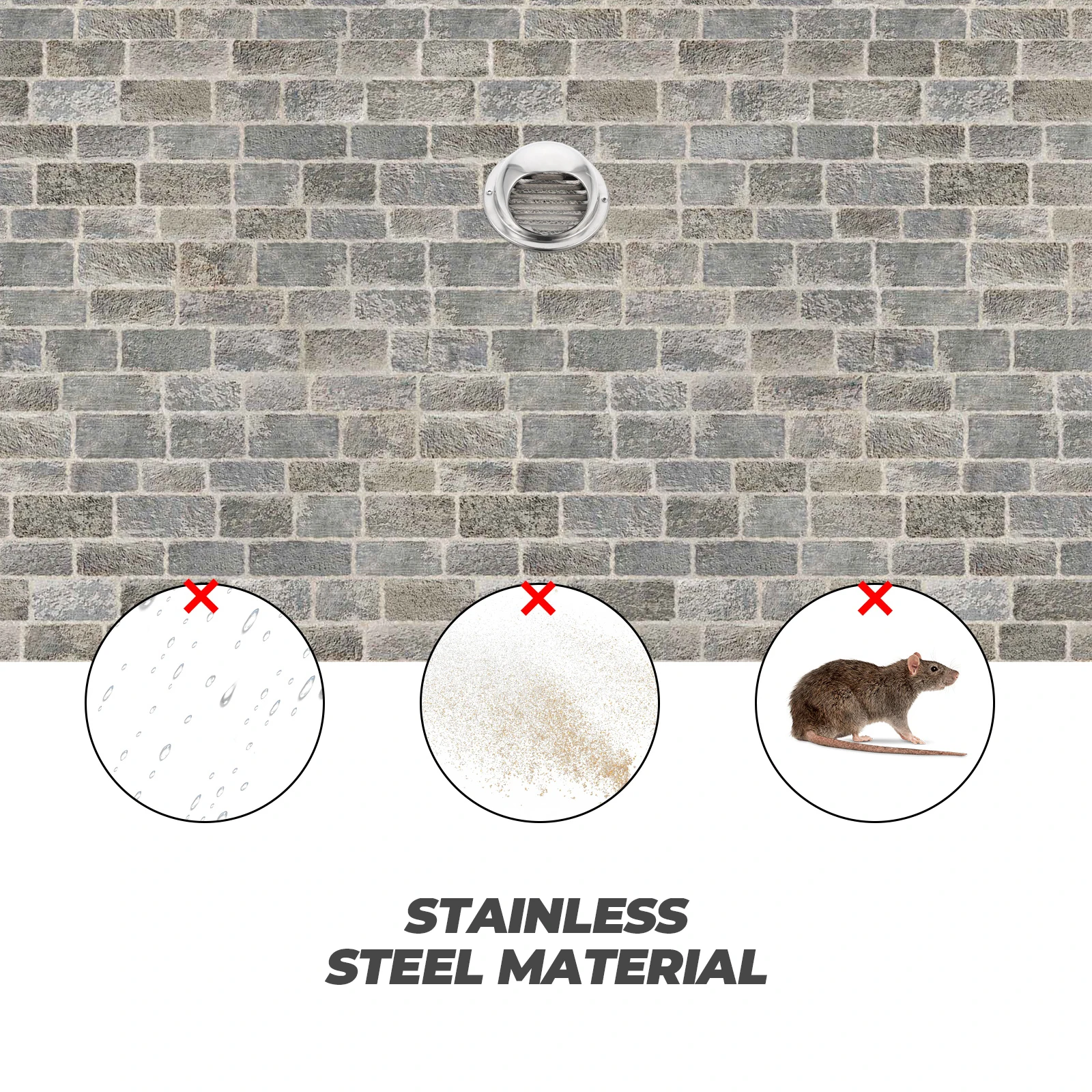 

1pc Stainless Steel Rainproof Vent Cap Windproof Exhaust Hood Dustproof Air Vent Cover Hemispherical Design Double for Cooker
