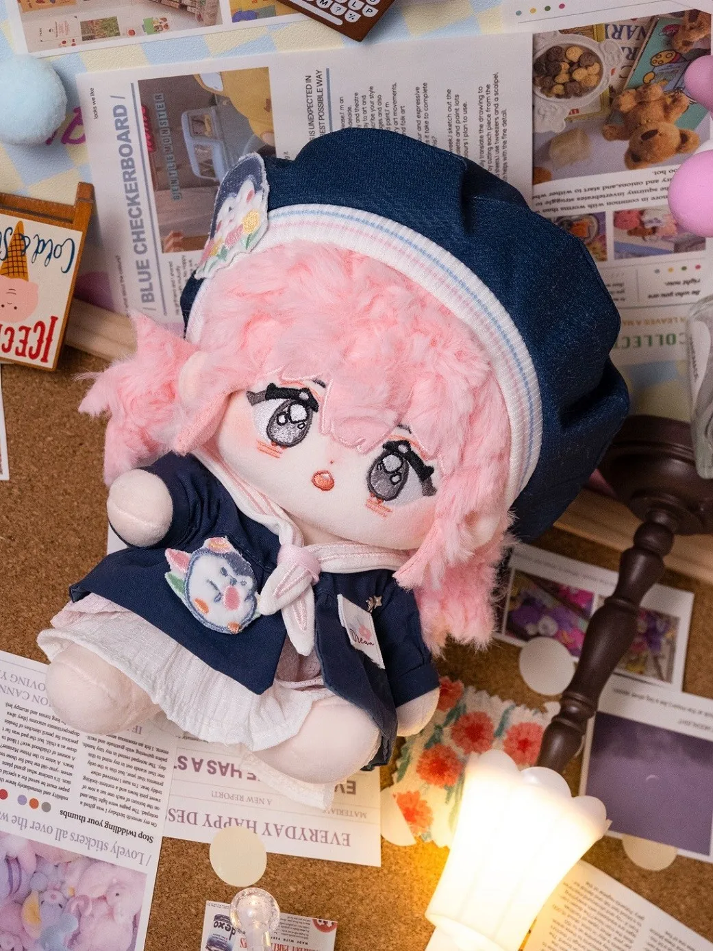 20Cm Geen Attribuut Schattig Roze Haar Meisje Zacht Pluche Pop Lichaam Verkleed Gevuld Plushie Anime Cosplay Speelgoed Figuren Cadeau