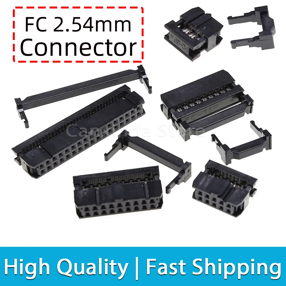 5pcs FC 2.54mm Pitch Female IDC Socket Header 6 8 10 14 16 20 26 30 34 40 50 64 Pin Cable Connector