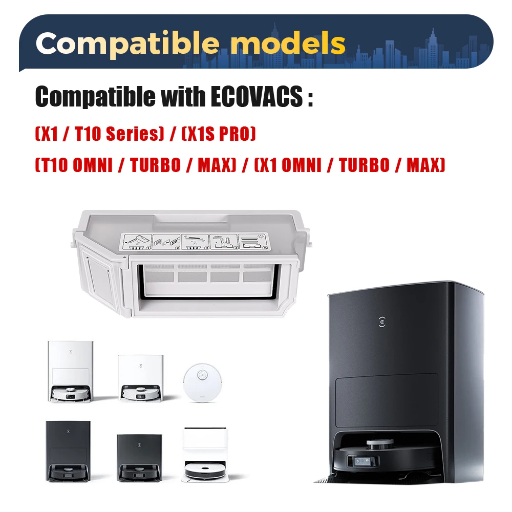 Dust Box Dust Bin Container Part for ECOVACS Deebot X1 TURBO/OMNI/MAX/T10 TURBO/OMNI/MAX/X1S PRO Vacuum Cleaner Dustbin Box