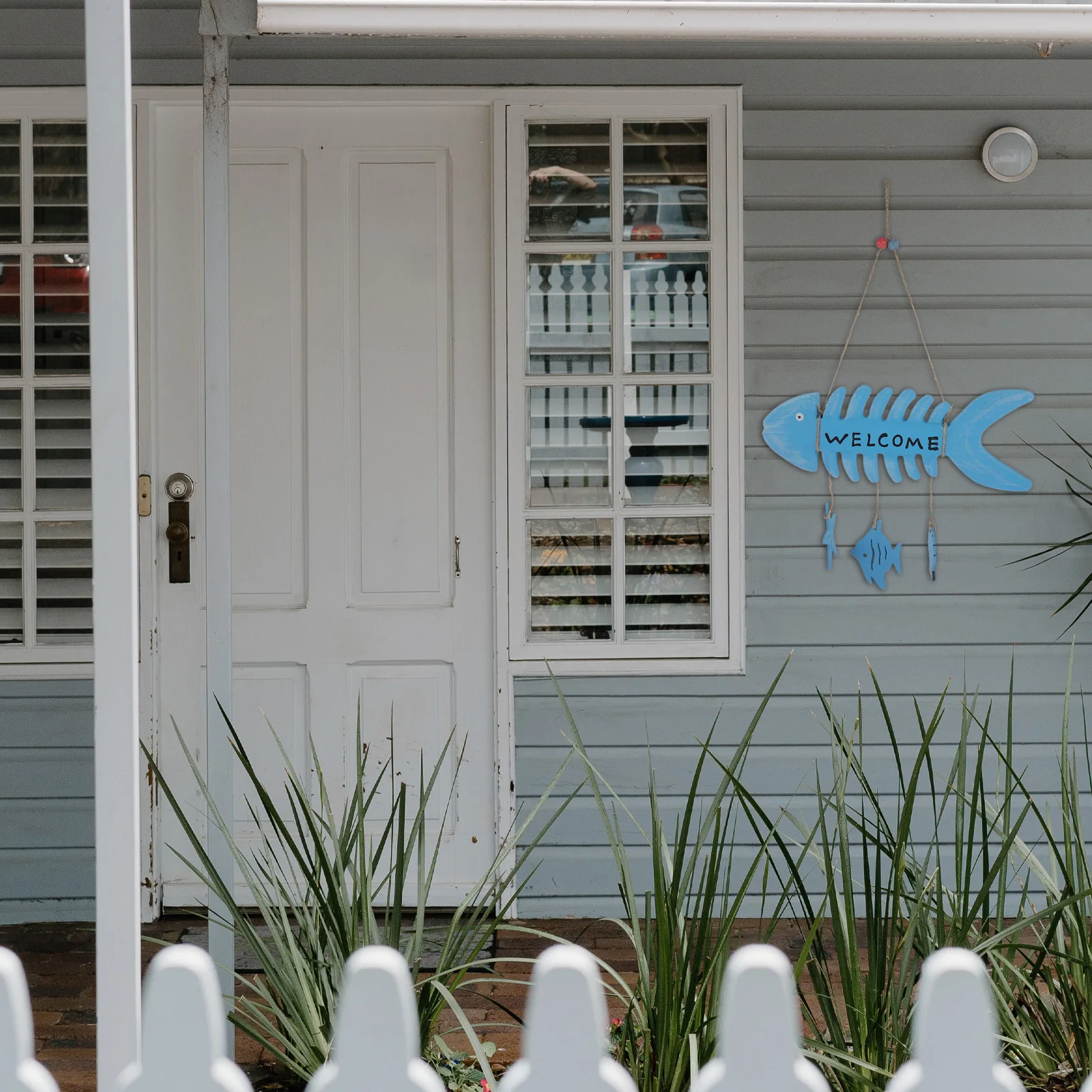 

Ocean Room Decor Fish Bone Door Sign Home Hanging Ornaments Blue Sea Animal Porch