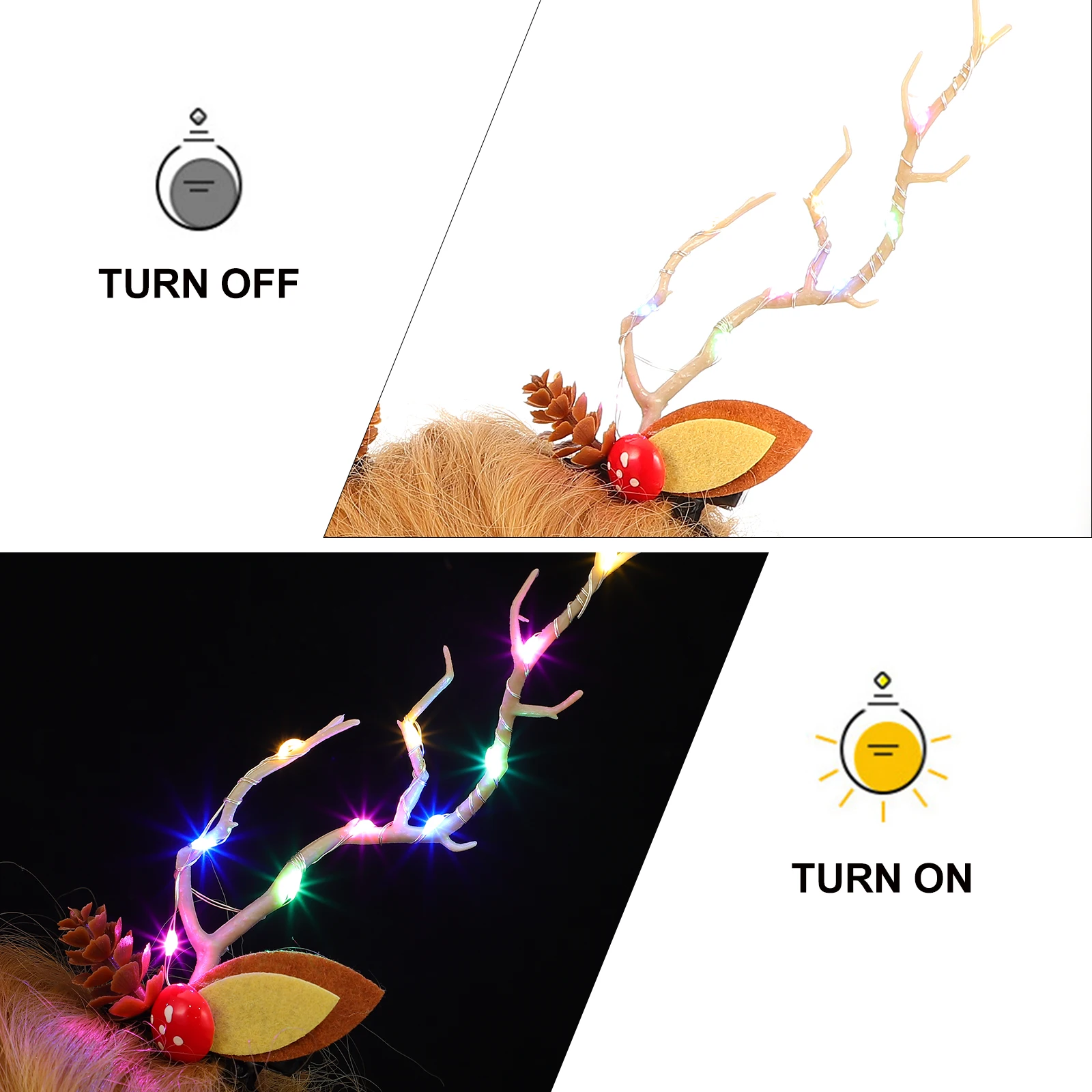 

2pcs Glowing Elk Antler Hair Clip LED Deer Antlers Clips Christmas Hairpin Branch Xmas Accessories Hair Care Styling