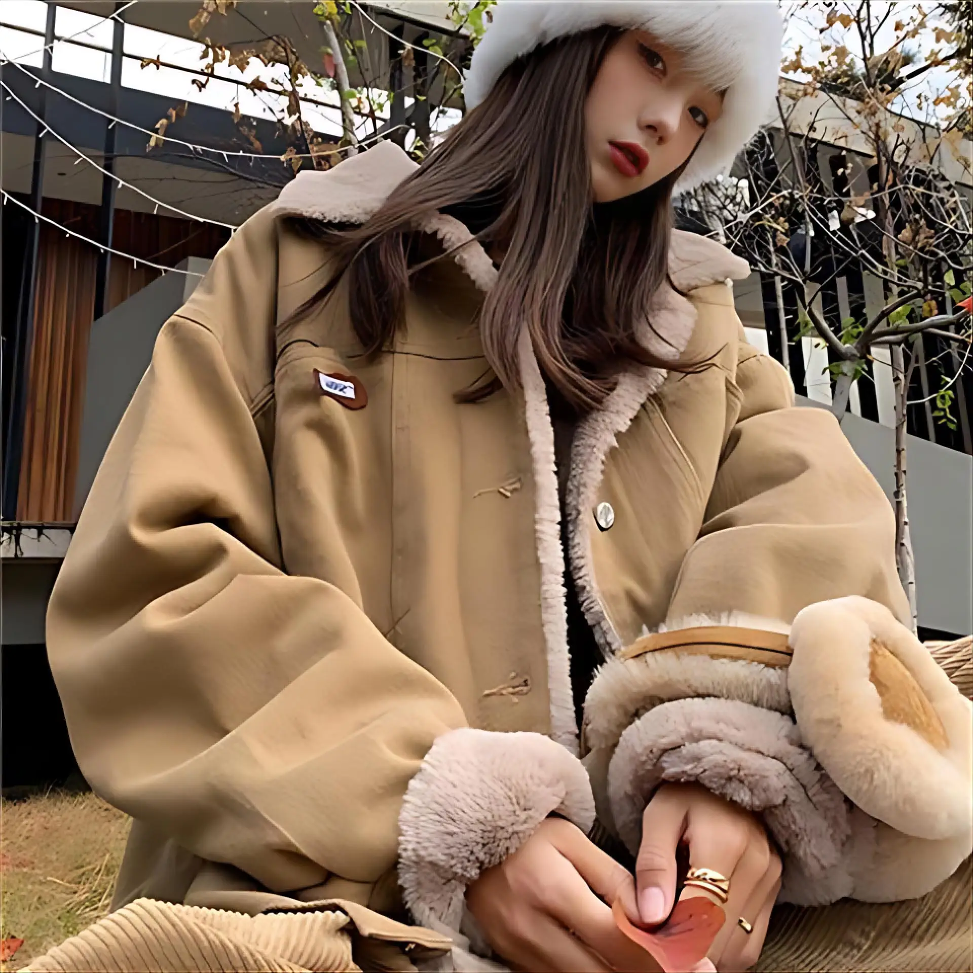 

Lamb Wool Jacket Women New In Coats Style Basic Protection Simple Travel Fancy Detail Casual Waterproof Soft Silky Climbing Vibe