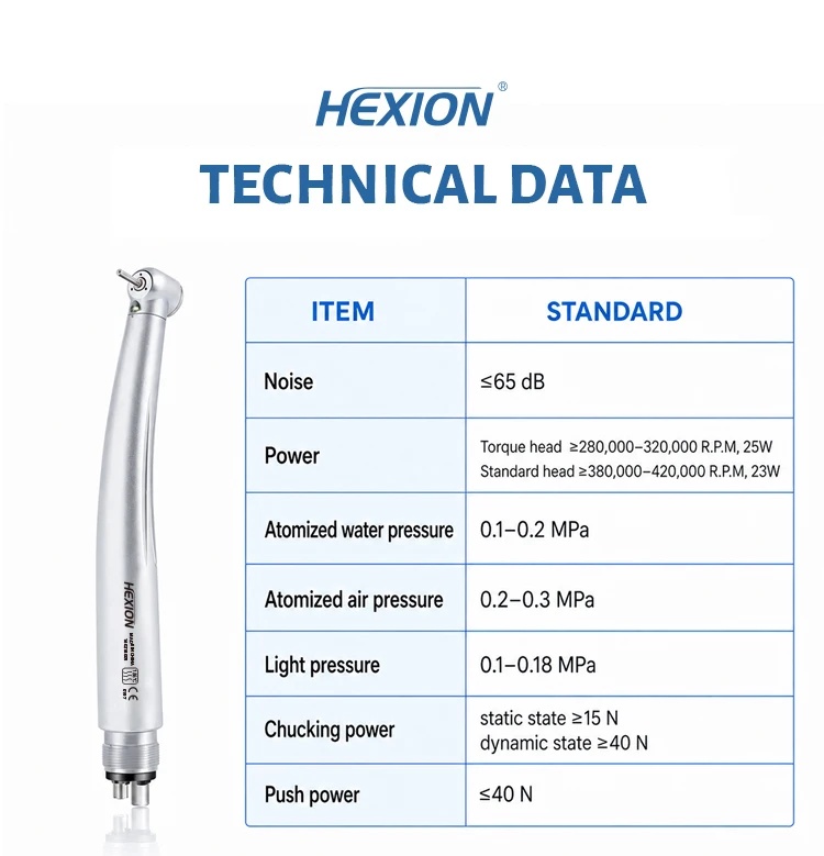 Direkt vom Hersteller: Dental-Hochgeschwindigkeits-Handstück mit LED-Turbine, E-Generator und Druckknopf mit Luftturbine-Kartusche 2/4-Loch – Detail 5