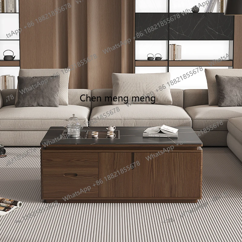 

Smart coffee table Home coffee table Living room Office Solid wood rock slab Boiling water Integrated lifting tea table