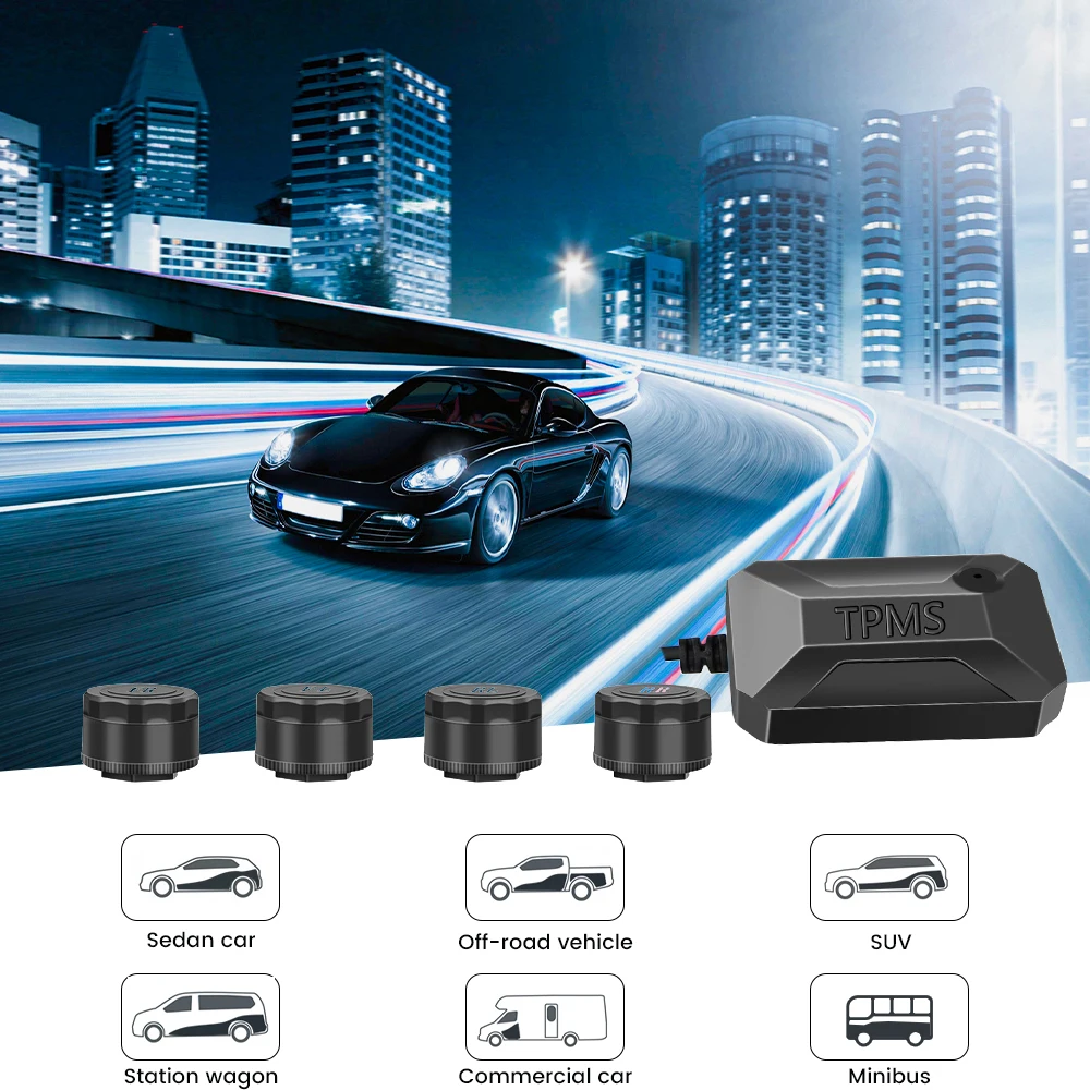 Podofo USB tire pressure monitoring TPMS Android tire pressure wireless tire pressure monitor with large screen for truck