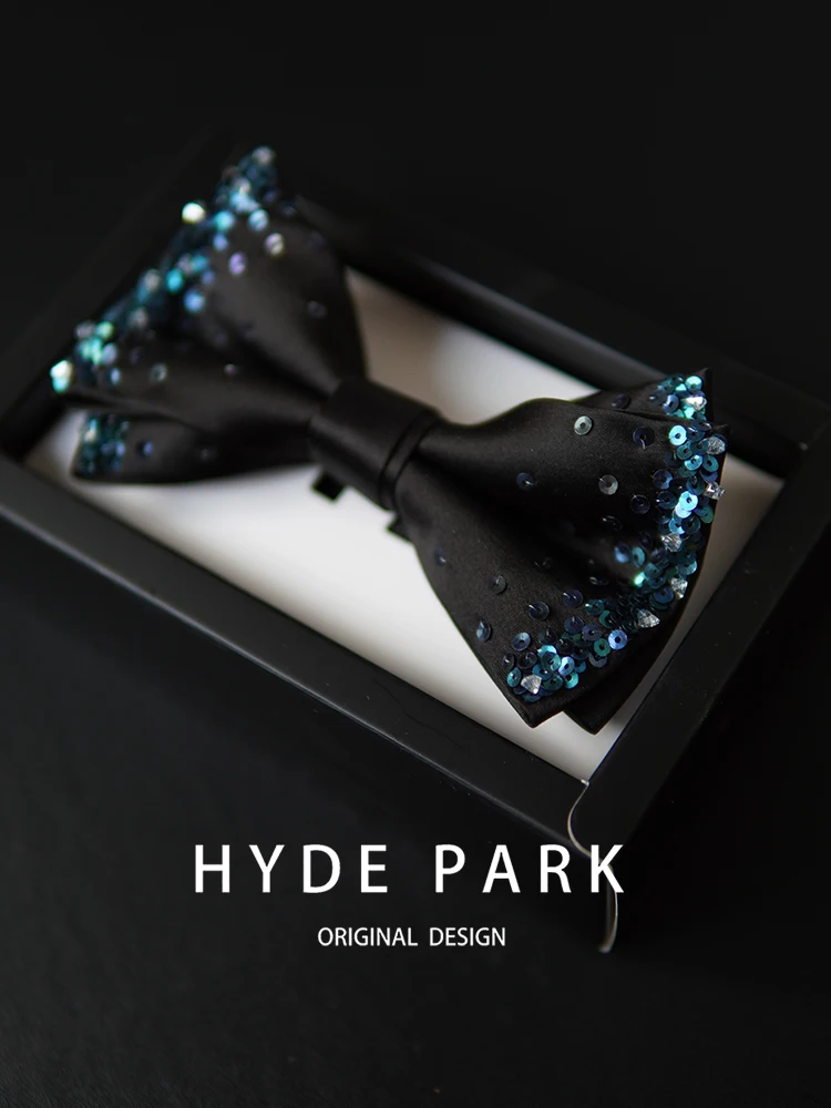 High quality pearl studded dress accessories with double layered bow tie black collar bow